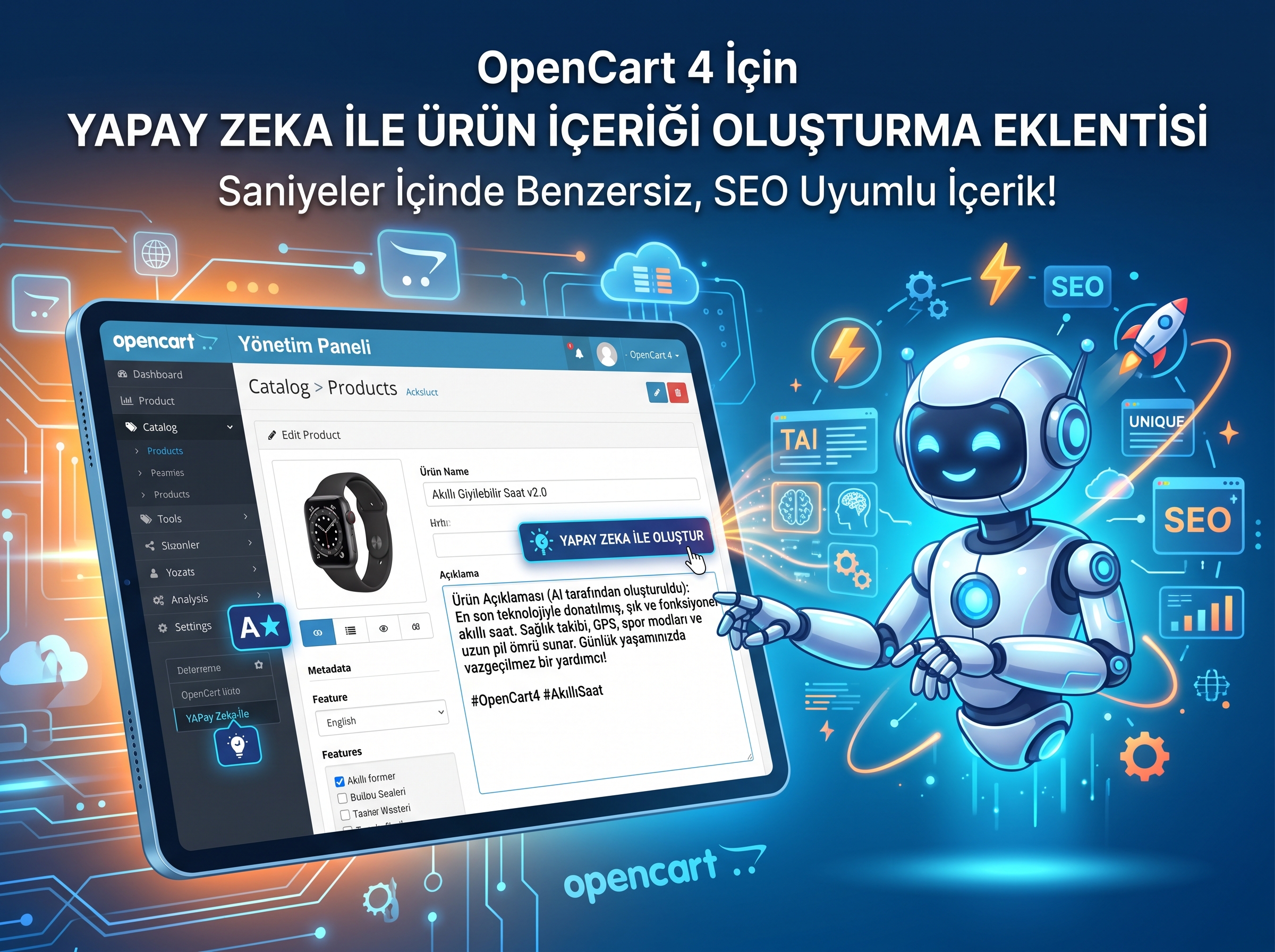 OpenCart 4 Google Gemini Yapay Zeka ile Otomatik SEO & İçerik Oluşturucu